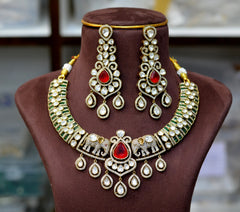 NECKLACE Necklace 783 Moissanite With Victorian Polish Green With Red