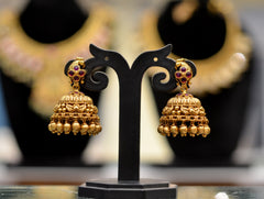 Earring Jhumka 092 NAKSHI KEMPU RUBY