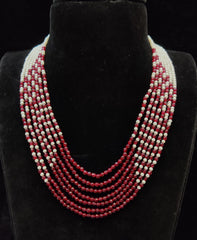 BEADS MALA AND CHAINS PEARL AND ONEX MALA RUBY 16-18 Inch