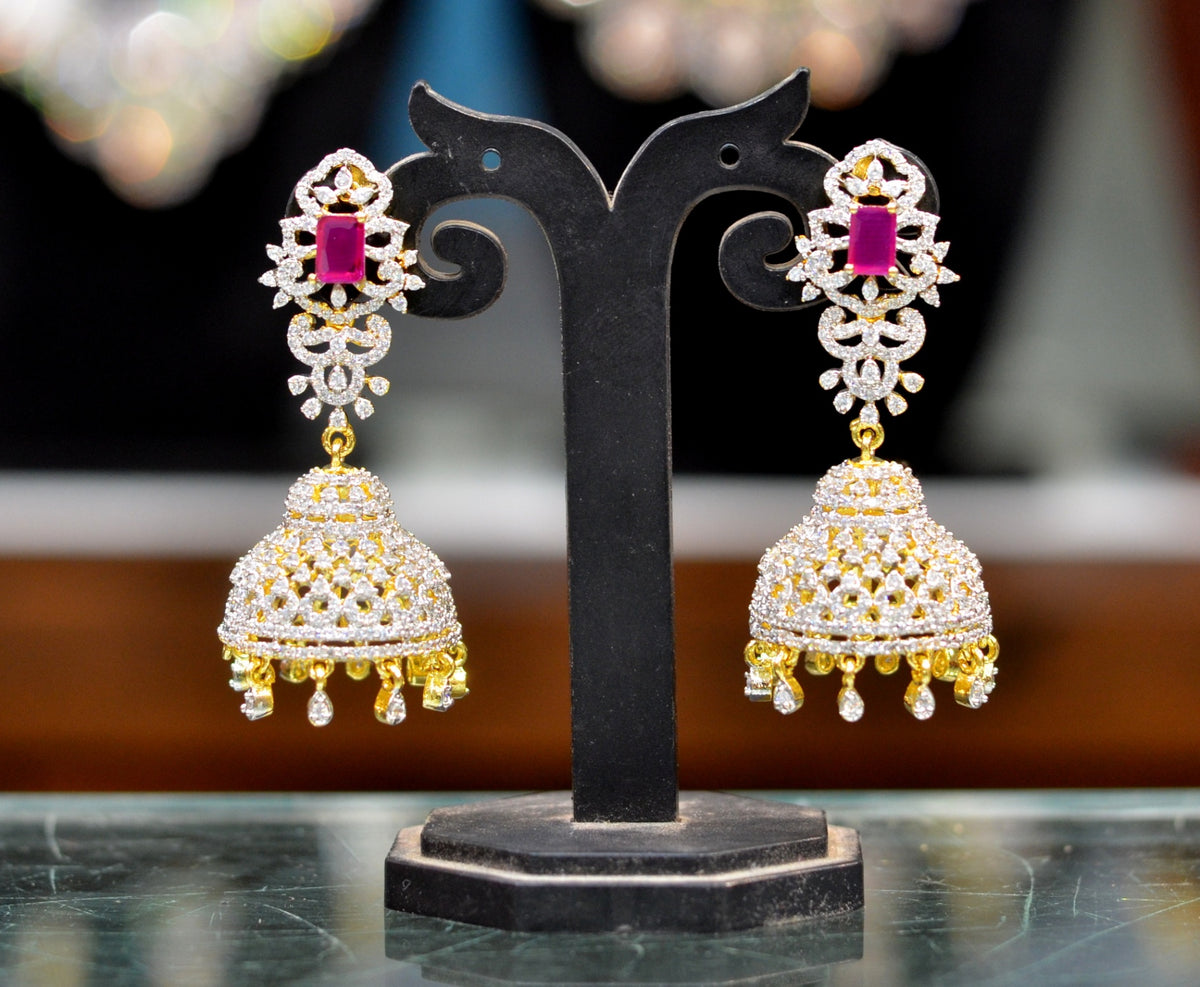 Earring Jhumka 068 DIAMOND RUBY