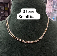 DORI AND CHAINS small balls 3 tone ITALIAN  16-18 Inch