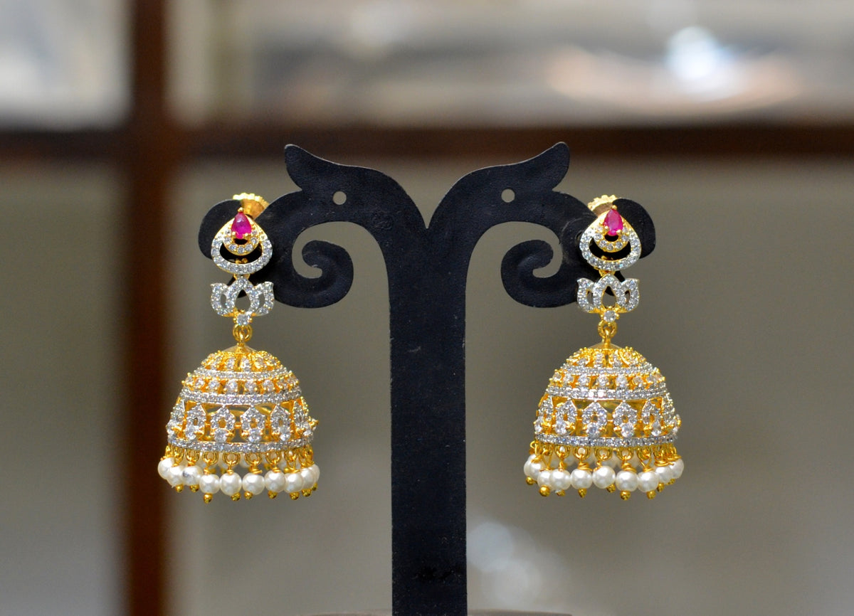 Earring Jhumka 004 DIAMOND RUBY