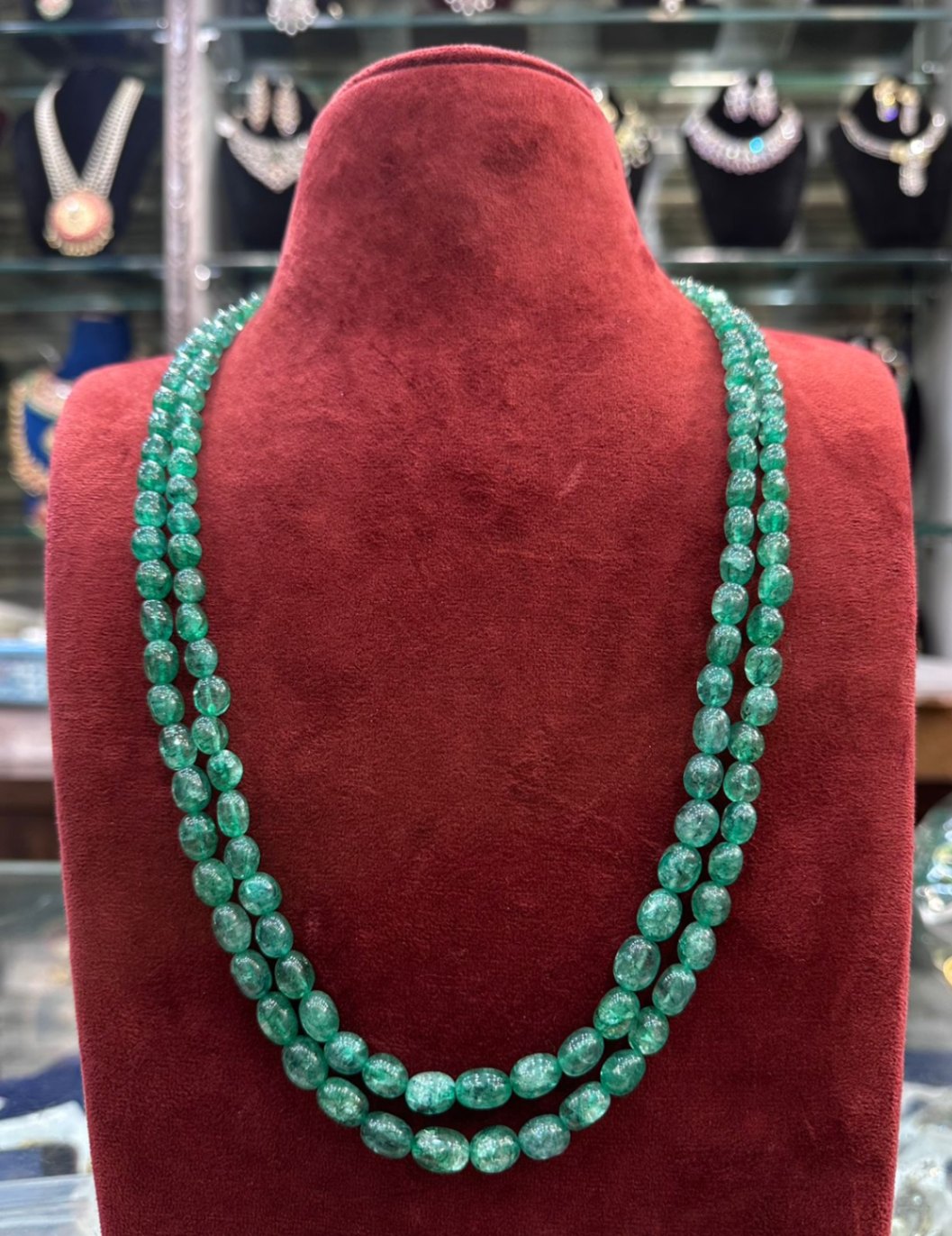 BEADS MALA AND CHAINS Russian beads mala 2 lline - RUE4 - RU34 Russian Green 22-24