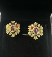 Earring Eartops 158 NAVRATNA GOLDEN