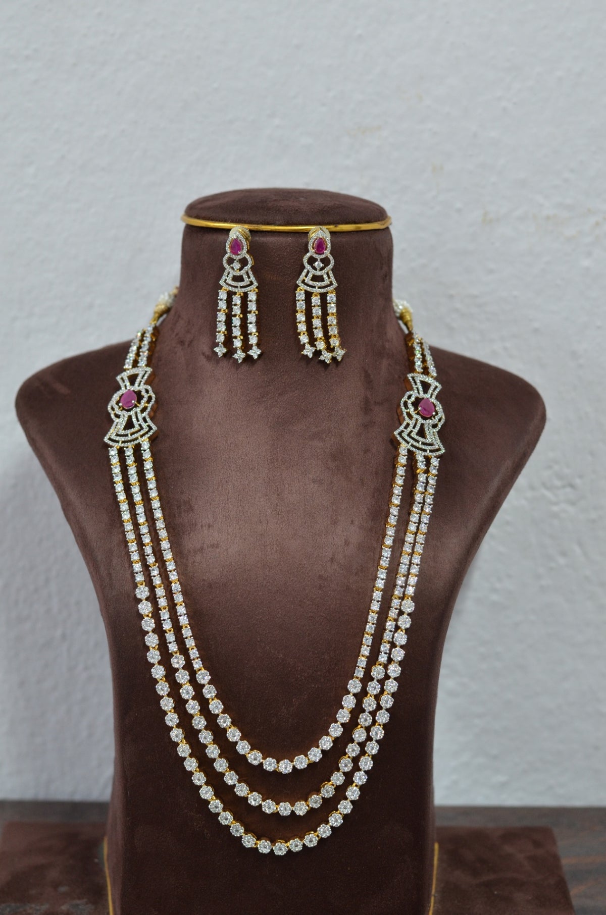 NECKLACE Nk197 DIAMOND  RUBY layers