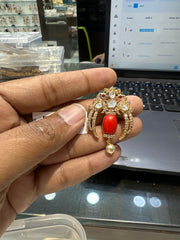 PENDANT SET / LOCKETS Pendant set 156 GOLDEN STONE Silver Look CORAL
