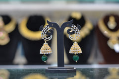 Earring cb004 DIAMOND EMERALD AND PEARLS