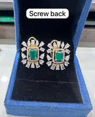 Earring Eartops 069 DIAMOND EMERALD