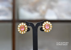 JADAU Earrings 203 Jadau With Mozonite MINT PINK