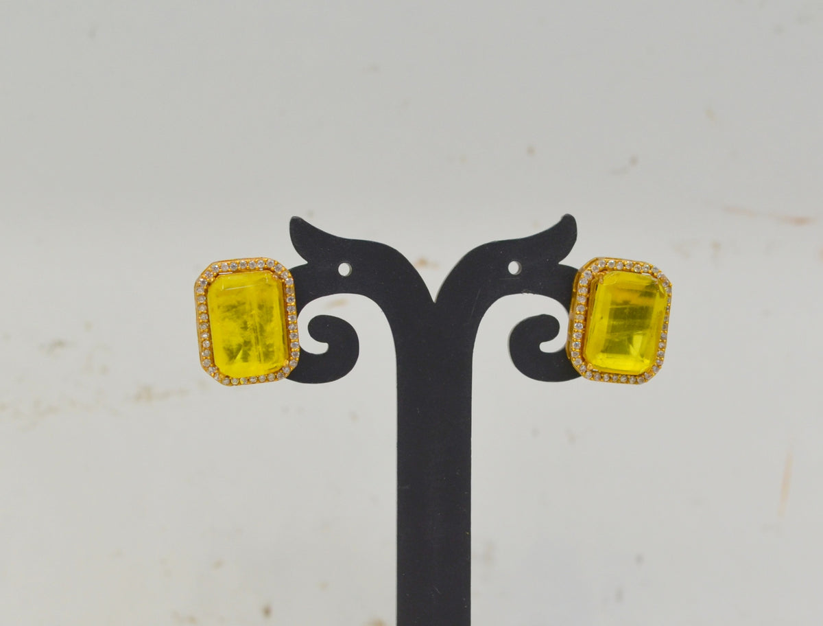 Earring Eartops 126 GOLDEN STONE YELLOW