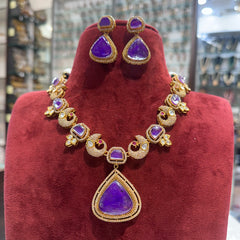 NECKLACE Necklace 028 GOLDEN STONE EMETHYST PURPLE