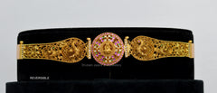 Reversible Multi-Colour Kempu Vaddanam Waist Belt — 1 Gram Gold Plated Imitation Jewellery