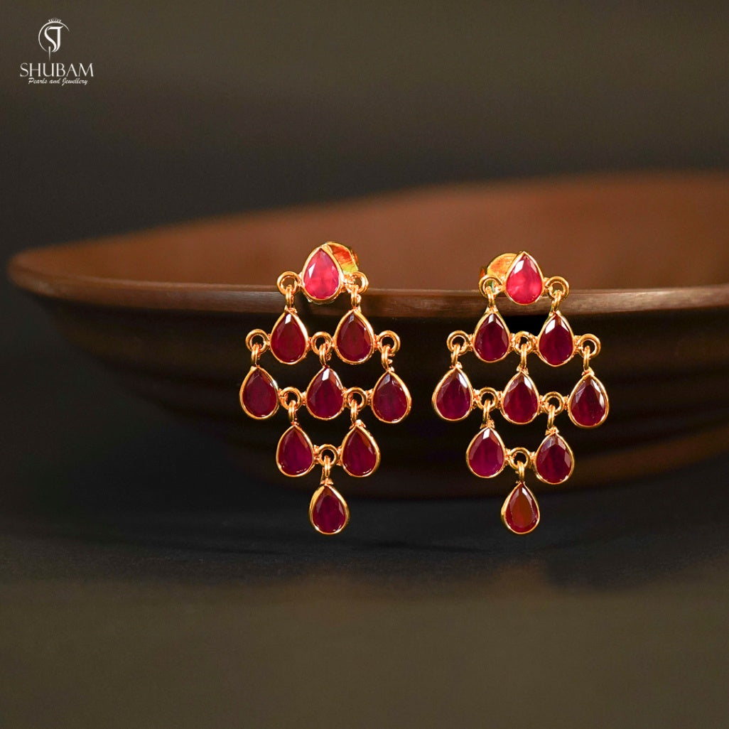 Earring Earrings 079 GOLDEN STONE RUBY