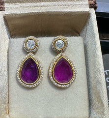Earring Earrings 259 MOZONITE EMETHYST PURPLE