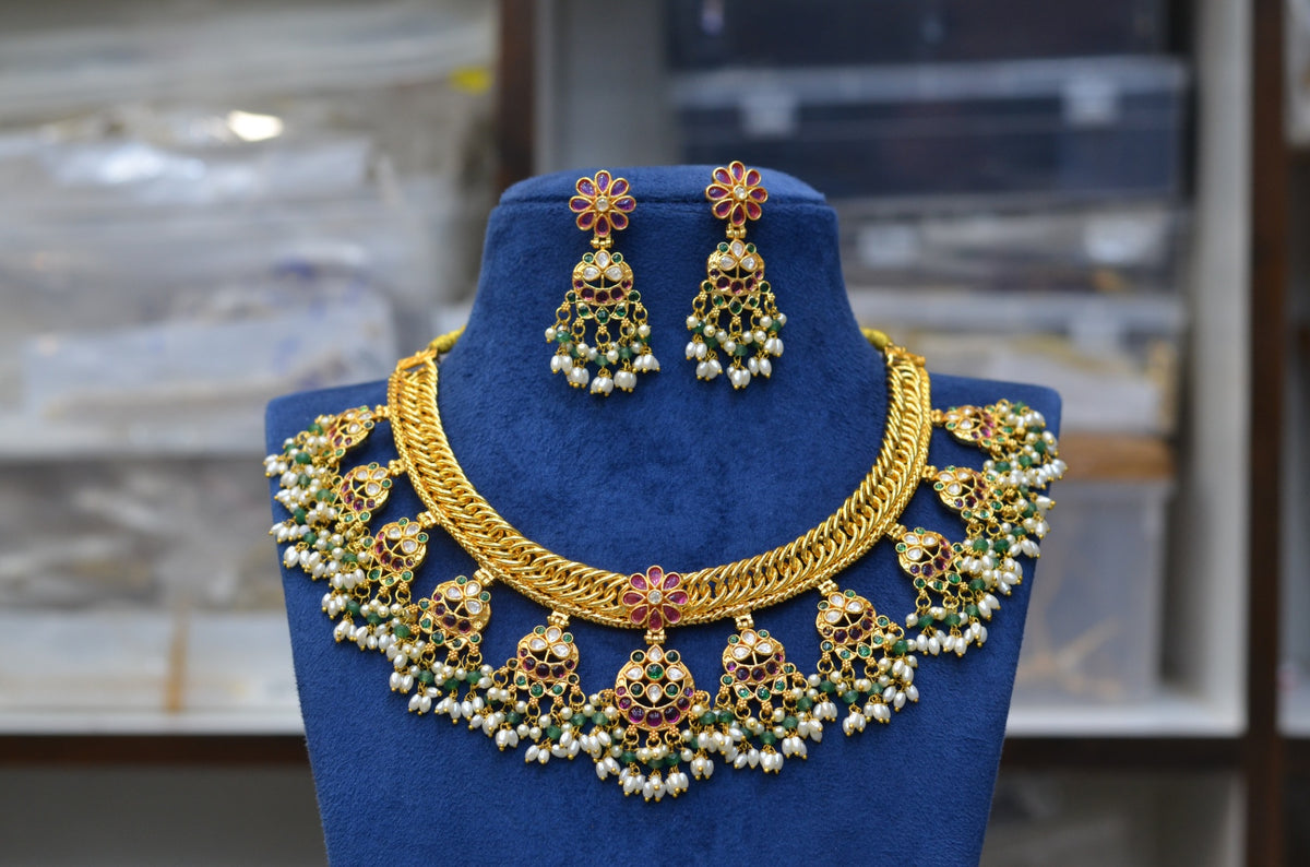 NECKLACE Jalebi necklace 15 KEMPU MULTI COLOR