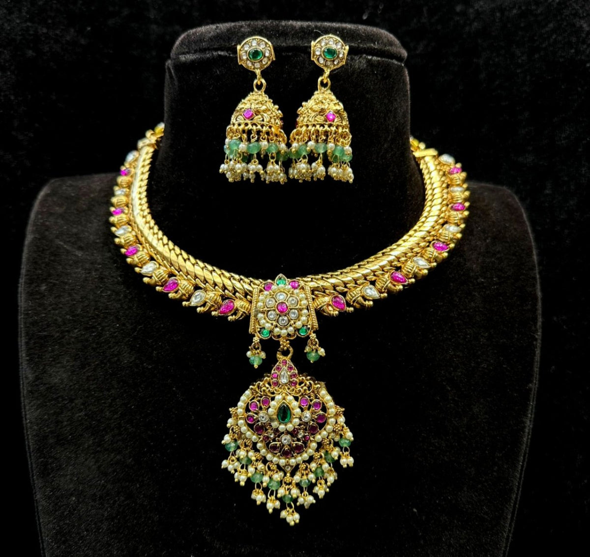 NECKLACE Jalebi necklace 11 KEMPu MULTI COLOR