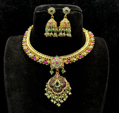 NECKLACE Jalebi necklace 11 KEMPu MULTI COLOR