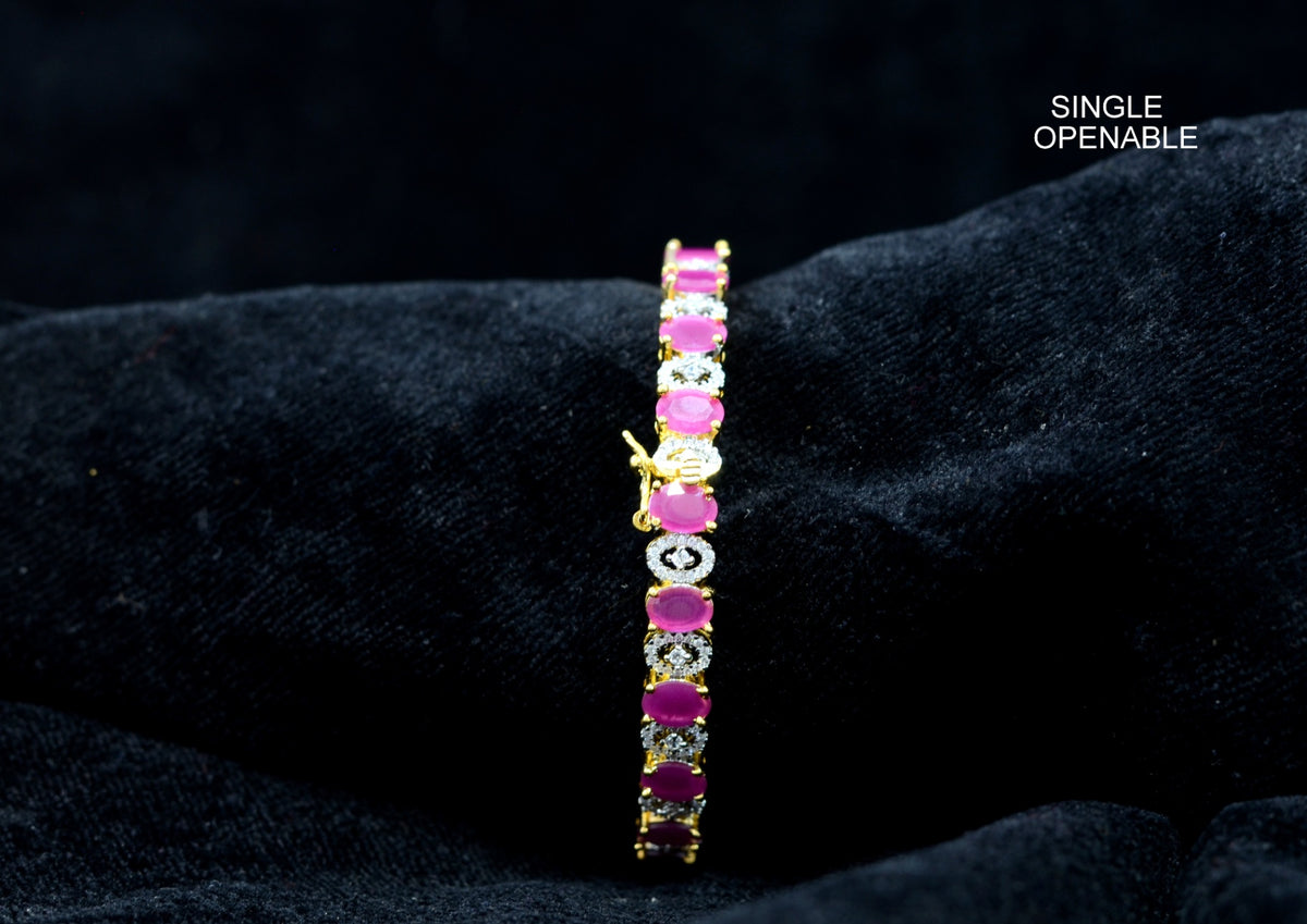 BRACELET/BANGLE Bangle 030 RUBY AND WHITE  - RUTE 2'4 OPENABLE
