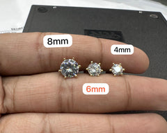 Earring Solitare eartops 8mm DIAMOND GOLDEN