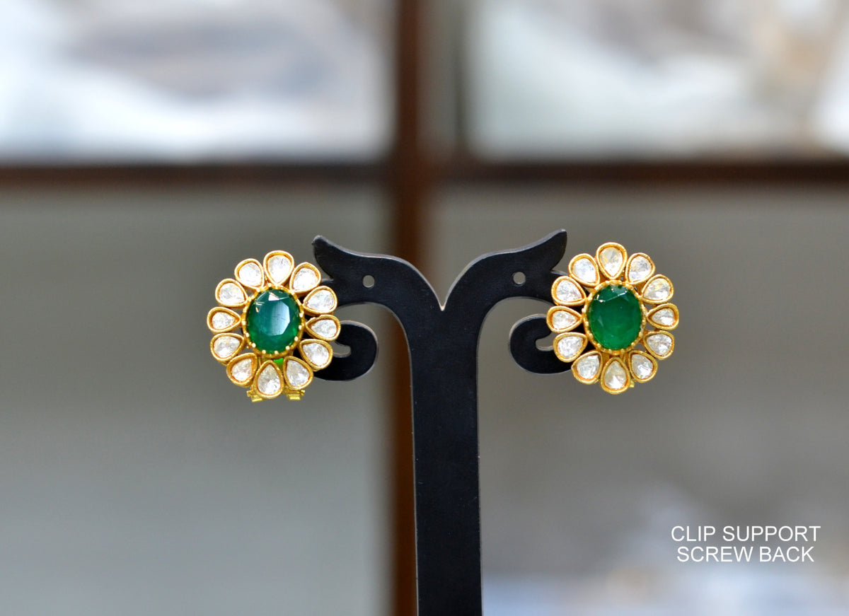 JADAU Earrings 203 Jadau With Mozonite EMERALD