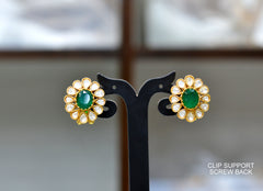 JADAU Earrings 203 Jadau With Mozonite EMERALD