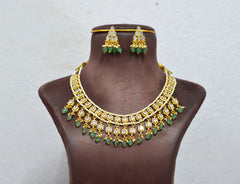 NECKLACE necklace 640 Uncut WHITE - WHGREEN DROPS