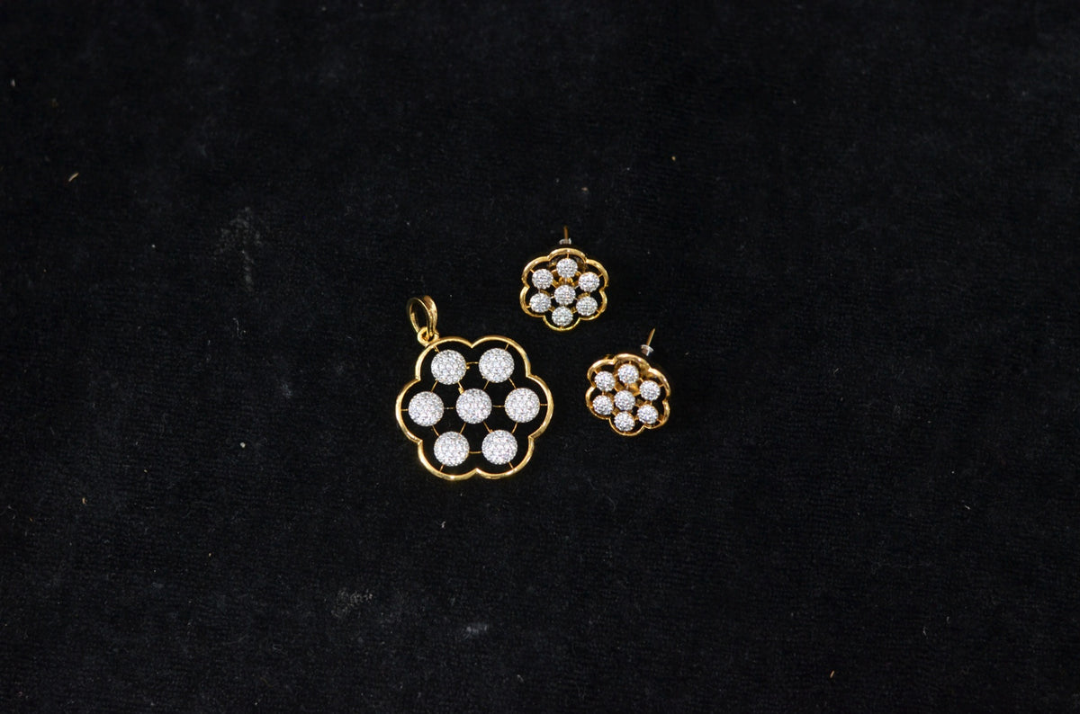 PENDANT SET / LOCKETS ps004 DIAMOND DUAL PLATING DIAMOND LOOK