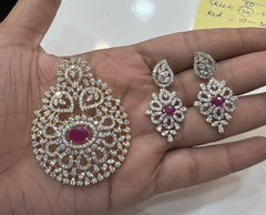 PENDANT SET CHAINS DIAMOND PENDANT SET PE132 DIAMOND RUBY