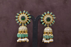 JADAU Earrings 130 - EA130 JADAU EMERALD AND WHITE
