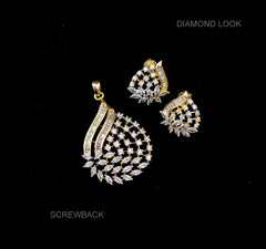 PENDANT SET / LOCKETS pendant set 291 DIAMOND DUAL PLATING DIAMOND LOOK