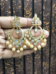 Earring Earrings 196 GOLDEN STONE WHITE