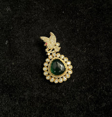 PENDANT SET CHAINS Locket 037 GOLDEN STONE EMERALD