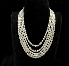 BEADS MALA AND CHAINS White 5 lines pearl shell - WH4 WHITE 20-22