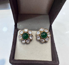 Earring Eartops 253 MOZONITE EMERALD