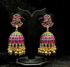 Earring JHumka 084Golden drops  - JH084 KEMPu MULTI COLOR