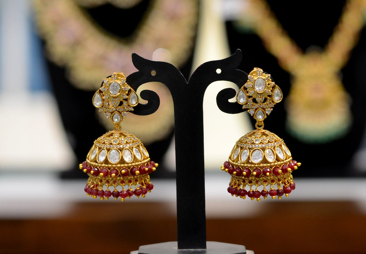 Earring Jhumka 105 MOZONITE RUBY