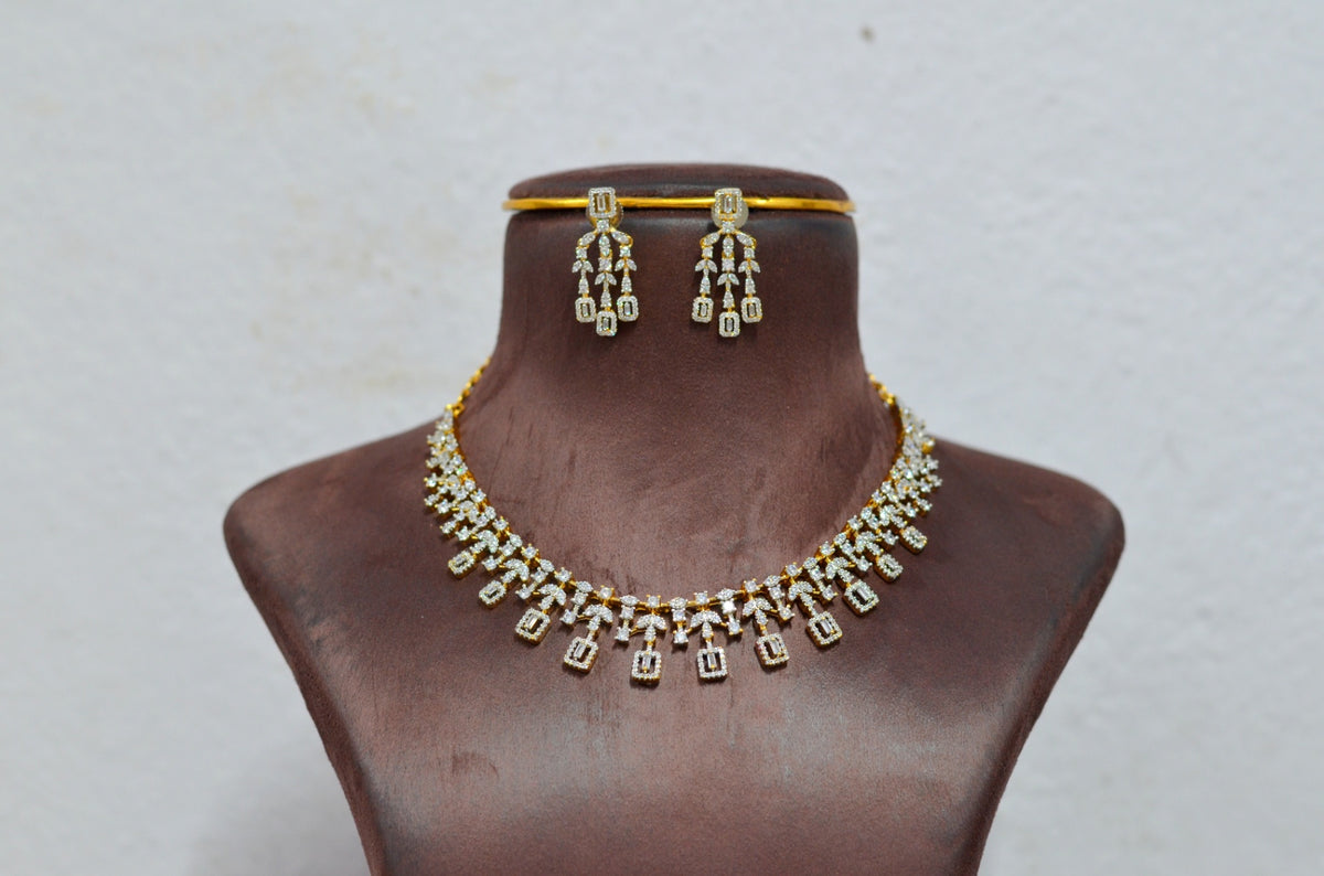 NECKLACE Nk171 DIAMOND DUAL PLATING DIAMOND LOOK