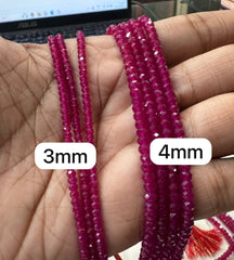 BEADS MALA AND CHAINS 4lines 4mm 22 inch chatam rubies RUBY 22-24