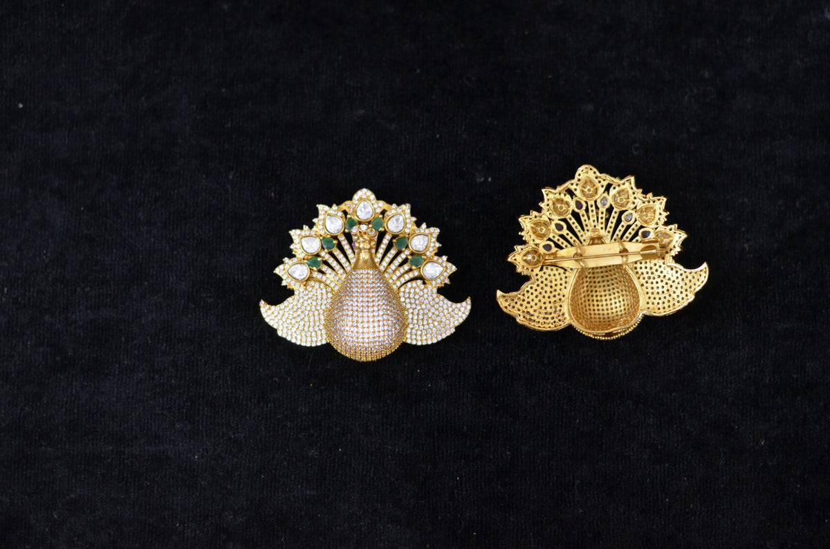 ACCESSORIES  Brouche 006 GOLDEN STONE EMERALD