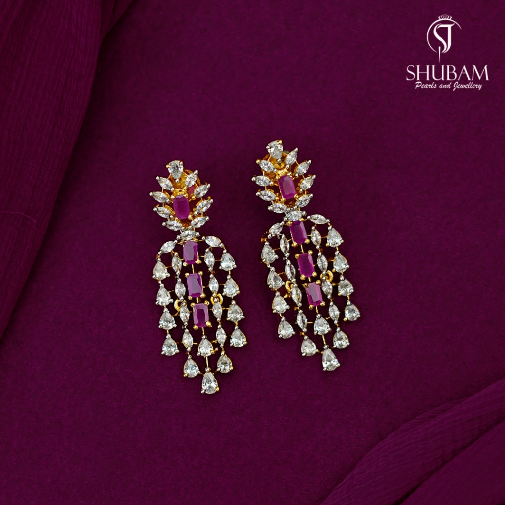 Earring Eartops 048 DIAMOND RUBY