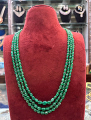 BEADS MALA AND CHAINS Russian beads mala 3 lline - RUE4 Russian Green 22-24