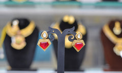 Earring Eartops 195 GOLDEN STONE RUBY