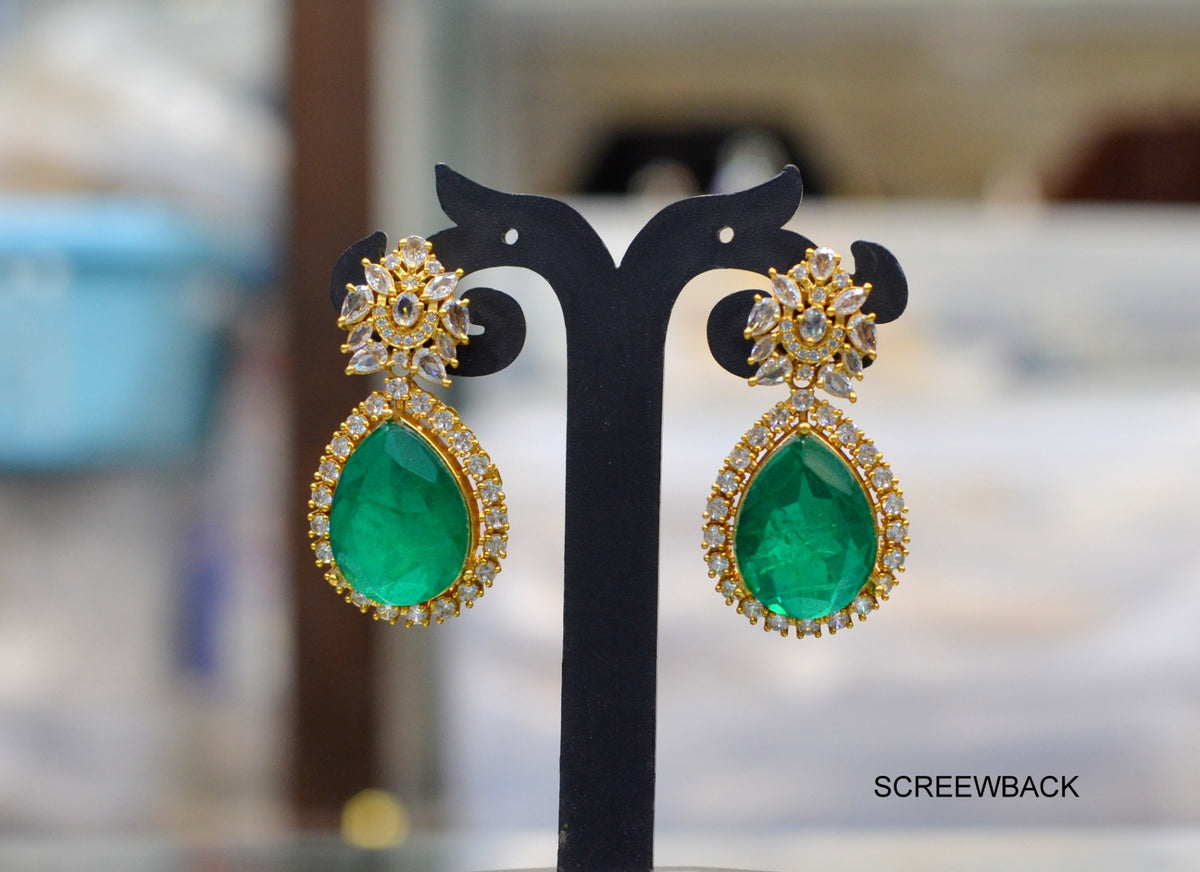 Earring Earrings 265 GOLDEN STONE EMERALD