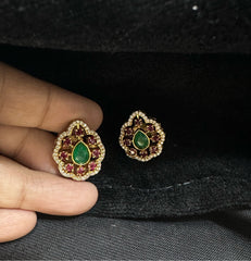 Earring Eartops 222 GOLDEN STONE MULTI COLOR