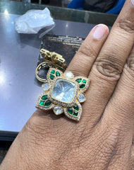 FINGERRING Finger ring 032 Kundan EMERALD