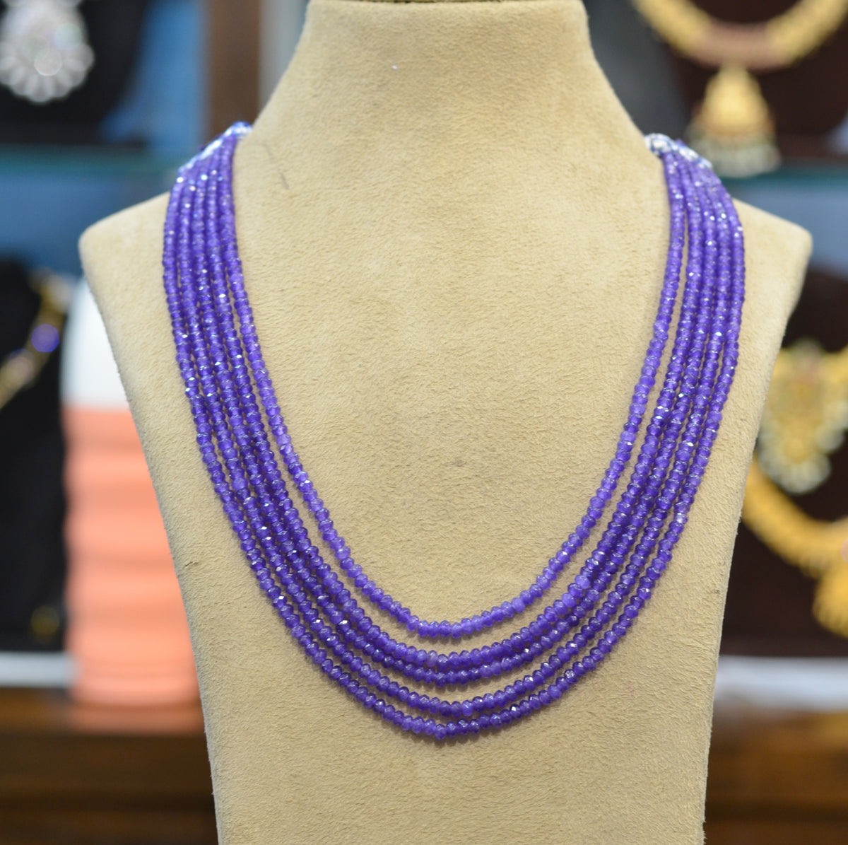 BEADS MALA AND CHAINS BEADS MALA 028 RUBY EMETHYST PURPLE 16-18 Inch