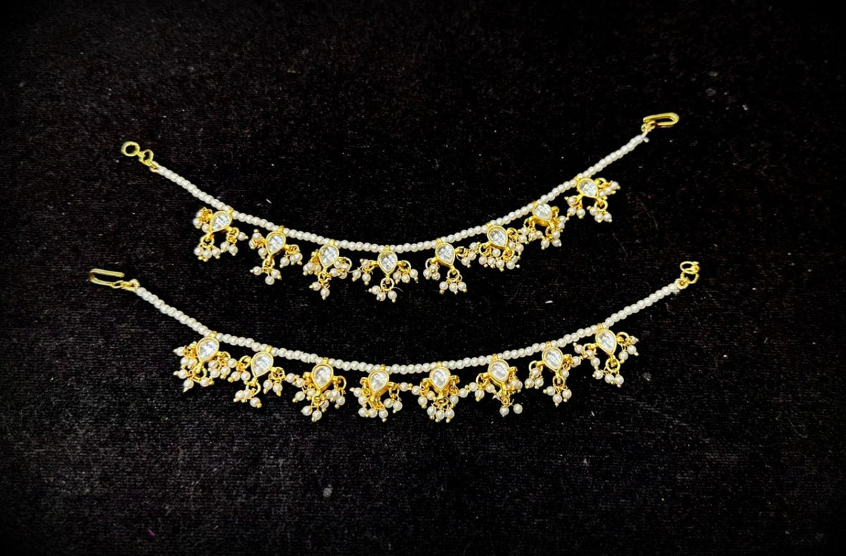 ACCESSORIES EAR Kundan single ear chain Kundan Long