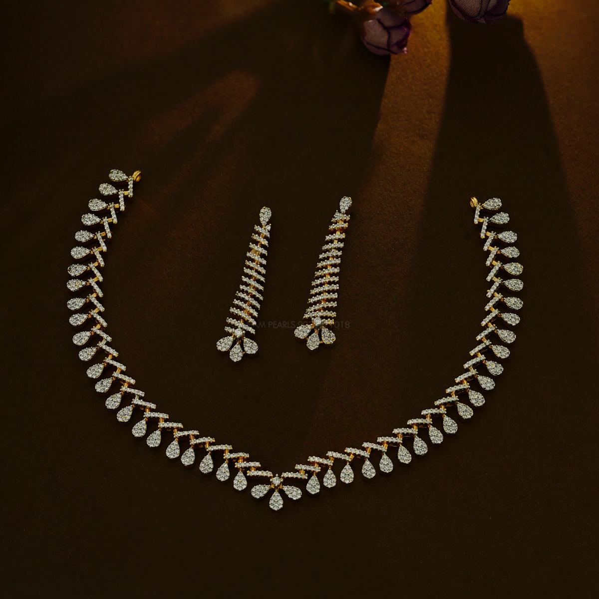 NECKLACE NECKLACE 401 DIAMOND DUAL PLATING DIAMOND LOOK