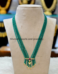 BEADS MALA AND CHAINS CZ hanging set 1 EMERALD 16-18 Inch