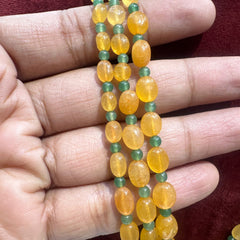 BEADS MALA AND CHAINS yellow 3lines - YE4 YELLOW 18-20